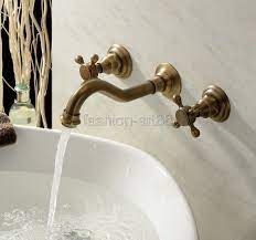 Antique Brass Bathroom Sink Faucet Wall
