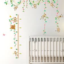 Us 3 5 Aliexpress Com Buy Swing Jungle Monkey Playing Tree Wall Sticker Diy Height Measure Growth Chart Kids Baby Nursery Bedroom Home Decal Decor
