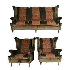 Settees, loveseats and apartment sofas are ideal for small living rooms or studios. Vintage Brown Velvet Sofa And Armchairs Set 1950s For Sale At Pamono