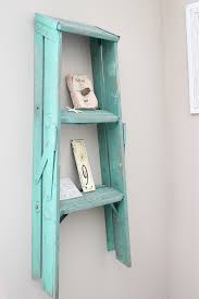 An Old Ladder Turned Wall Display Shelf