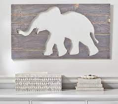 Elephant Cutout Gray Wood Plaques Art