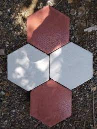 Hexagonal Grey And Red Hexagon Pavers