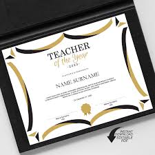 In recognition of outstanding performance we honor. Teacher Of The Year Editable Certificate Template Printable Etsy In 2021 Teacher Awards Editable Certificates School Teacher