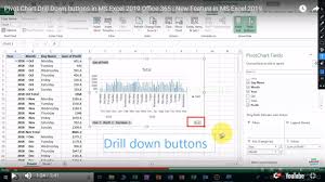 Pivot Chart Drill Down Buttons In Ms Excel 2019 Office 365 New Feature In Ms Excel 2019