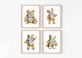 Teddy Bear Prints Set Of 4 Toy Teddy