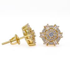 icy 925 baguette micro pave earring 14k