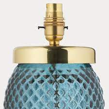 Tall Diamond Lamp Base Blue Glass Esmie