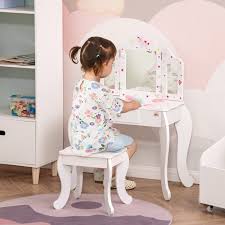 qaba kids vanity table stool s