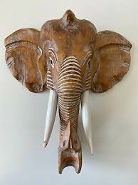 Handcarved Solid Wood Elephant Head