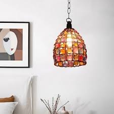 1 light stained glass hanging lamp