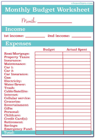 Monthly Budget Form Tax Refunds Household Template Pdf