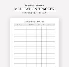 Medication Tracker Medication Chart A5 Insert A5 Planner Etsy