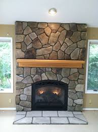 B Cultured Stone With Wood Mantel