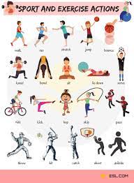 Following is a list of common sports & games in english with esl pictures and example list of sports in sentences. Learn Sport And Exercise Verbs In English Eslbuzz Learning English
