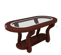 Brown Round Glass Top Wooden Coffee