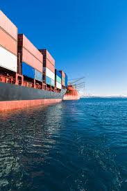 container ship blue sea blue sky