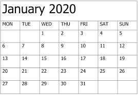 Printable January 2020 Calendar Editable Pages Free Latest