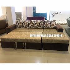 brown 8x6 wooden l shape sofa bed