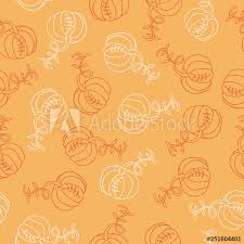 Seamless Halloween Pattern Line Art Pumpkin Background For