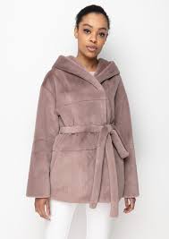 Short Eco Fur Coat With A Hood Color