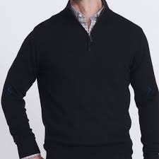 Untuckit Xl Merino Quarter Zip Black Sweater