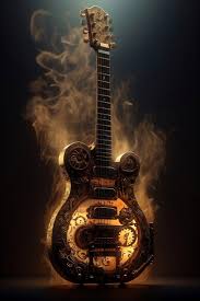 an epic steunk guitar with smoke and