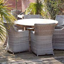 6 seater round garden dining table