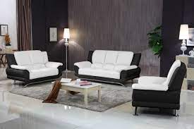 milano leather sofa set black white