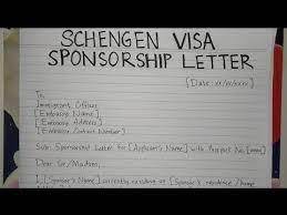 how to write schengen visa sponsorship