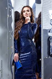 shine sequins blue dress party style