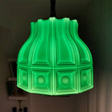 Green Opal Glass Pull Down Pendant Lamp