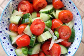 Lebanese tomato cucumber salad by Zaatar and Zaytoun