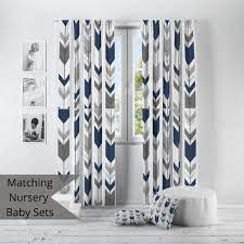 Navy Blue Arrow Curtains For Nursery Or