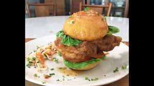 There was a bit more batter than chicken itself. Prawn Paste Chicken Burger Fusion Har Jeong Kai Burger Simple And Easy Burger Recipe Youtube