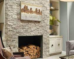 stacked stone fireplaces