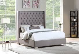 grey linen upholstered bed hh326