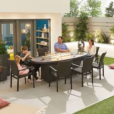 8 Seat Oval Dining Set With Firepit Table