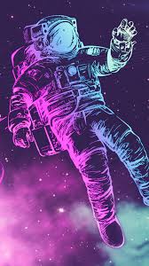 astronaut e neon stars 4k wallpaper