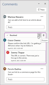 using modern comments in word