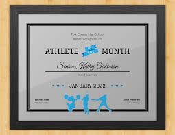 Cordial Competitor Athlete Of The Month Certificate