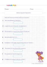 one step equations worksheets for grade