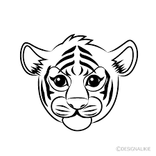 child tiger face black and white icon