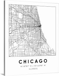 White Minimal City Map Of Chicago