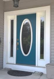 lively blue entry door for bay village