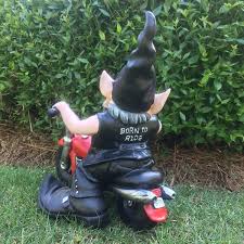 Biker Gnome In Leather Motorcycle Gear