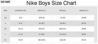 nike pro compression shorts size chart