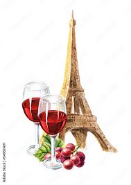 Eiffel Tower And Glass Of Wine Hand
