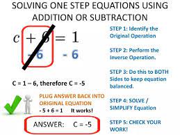 Ppt Solving One Step Equations Using