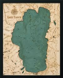 Lake Tahoe 2 D Single Level Nautical Wood Chart 16 X 20 New