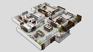 Three Bedroom House 3d House Plans